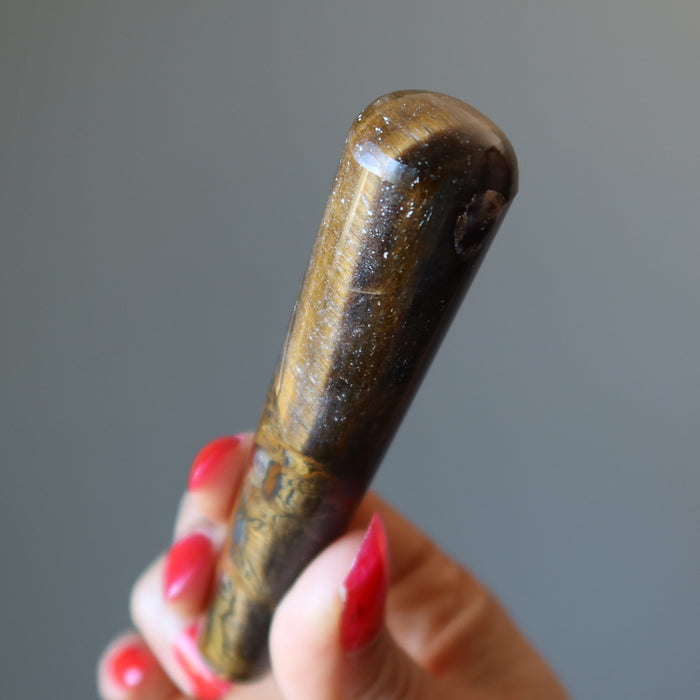 Tigers Eye Massage Wand Hematite Earth Energy Stone