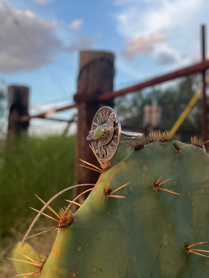 Turquoise Bird Ring Size 8 | 925 Sterling Silver G764
