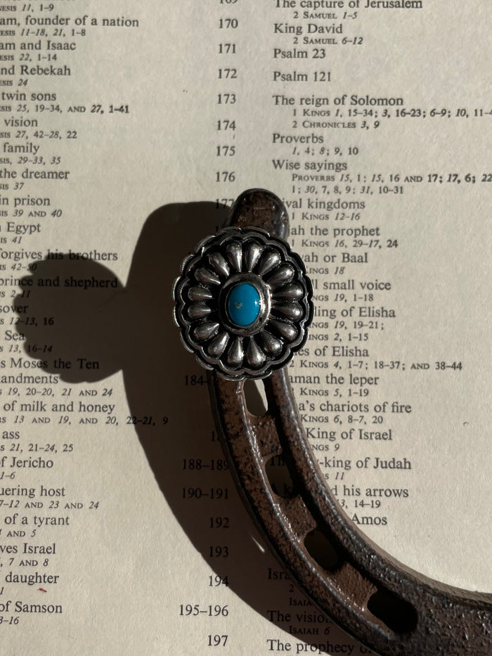 Turquoise Concho Ring Size 8 | 925 Sterling Silver G759