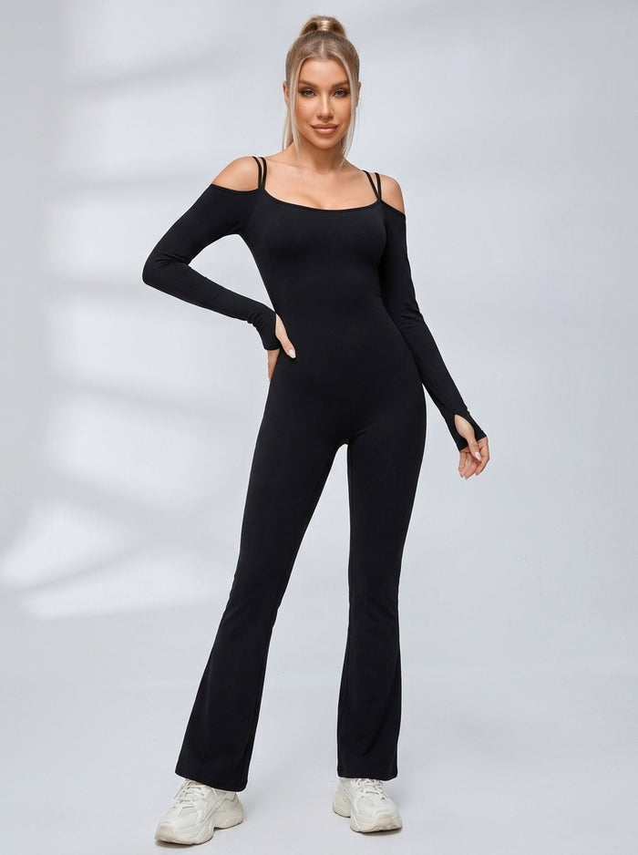 U Collar Scrunch Bum Elastic Tight Jumpsuit