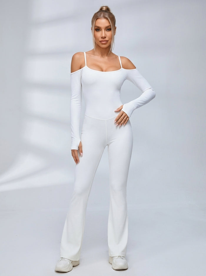 U Collar Scrunch Bum Elastic Tight Jumpsuit
