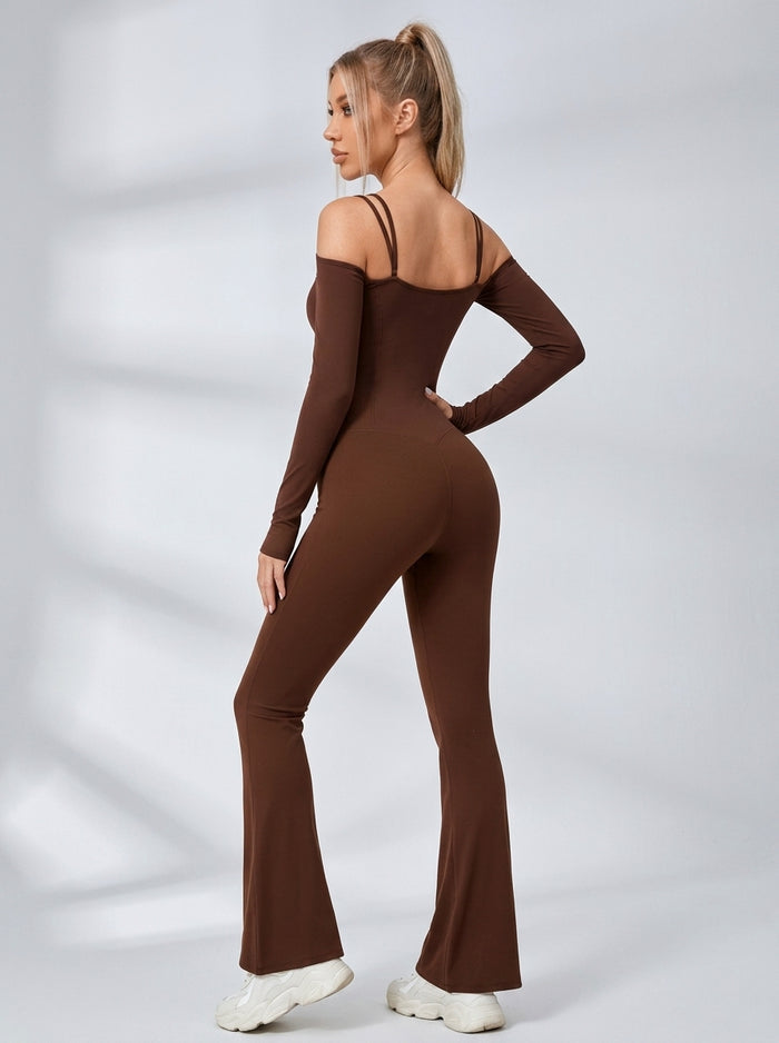 U Collar Scrunch Bum Elastic Tight Jumpsuit
