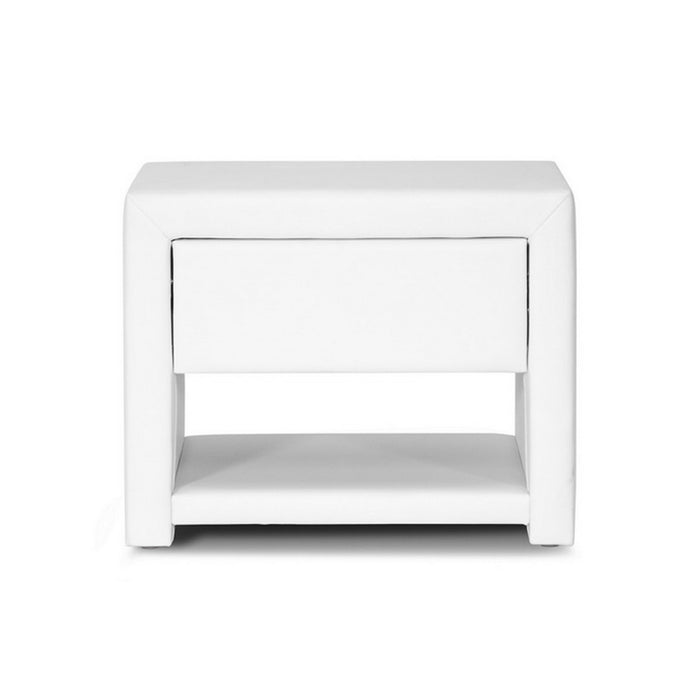 Urban Designs 16-Inch Massey White Upholstered Modern Nightstand