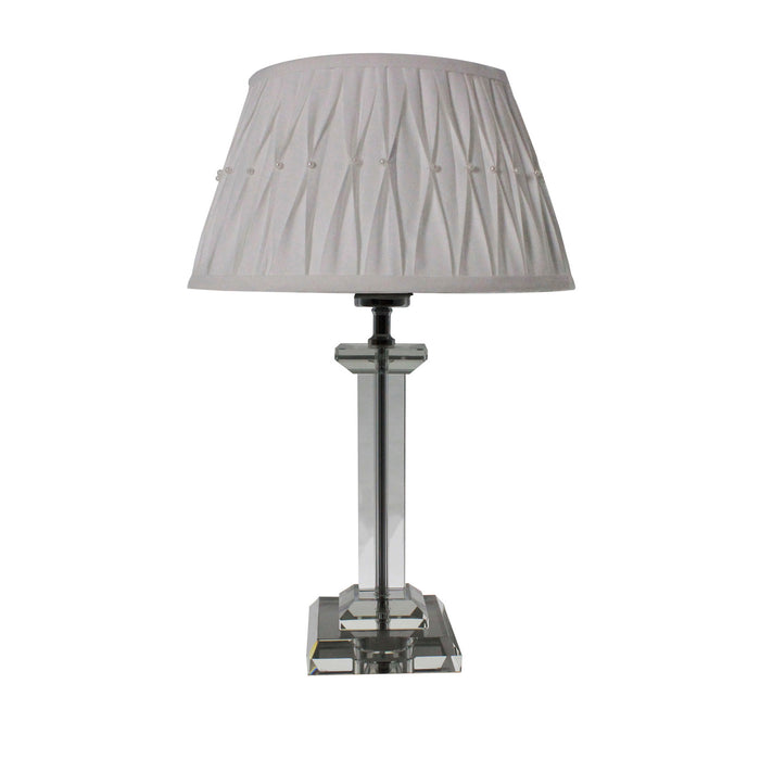 Urban Designs 18-Inch Square Crystal Glass and Round White Pearl Table Lamp