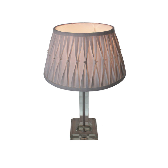 Urban Designs 18-Inch Square Crystal Glass and Round White Pearl Table Lamp