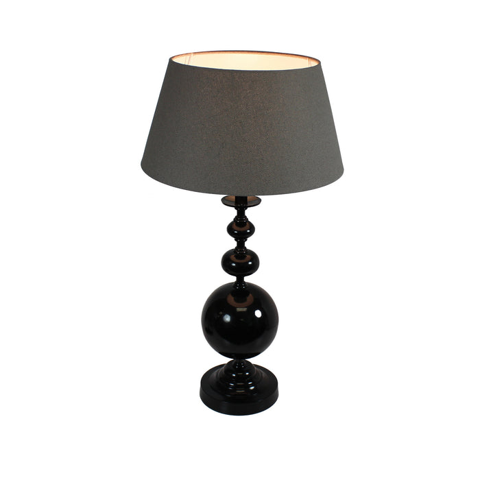 Urban Designs 26-Inch Round Black Metal and Round Brown Textile Table Lamp