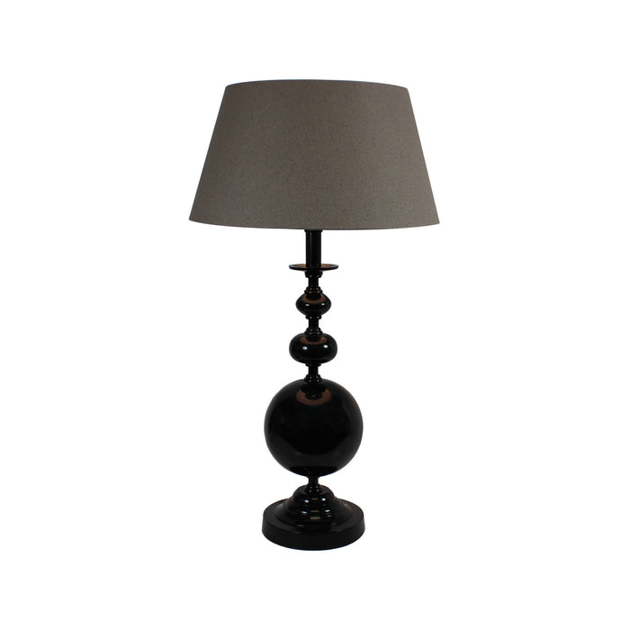 Urban Designs 26-Inch Round Black Metal and Round Brown Textile Table Lamp