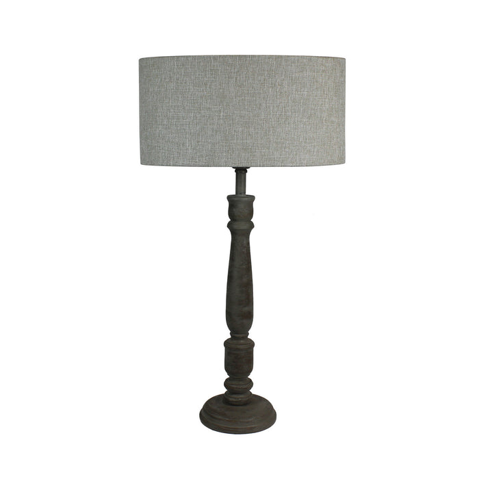 Urban Designs 27-Inch Rusted Greywash Wood And Oval Beige Table Lamp