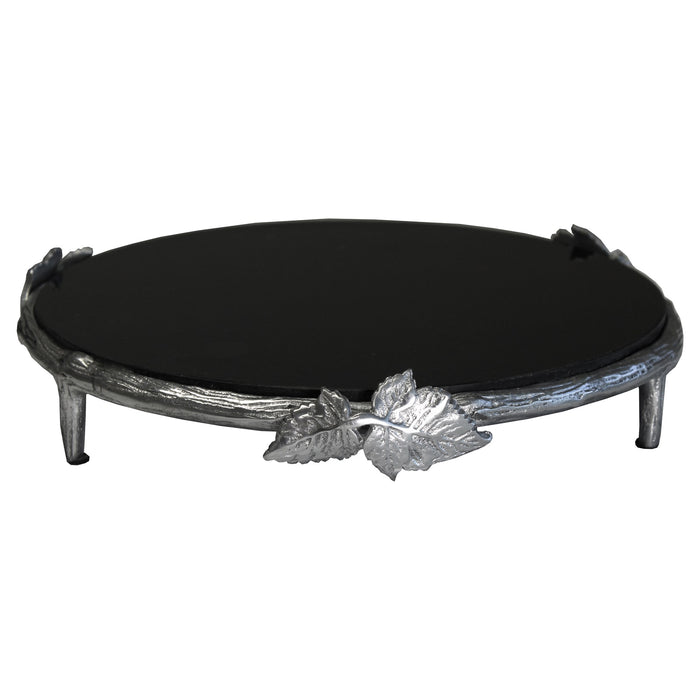 Urban Designs Aluminum Vine Cake Stand with Black Marble Center