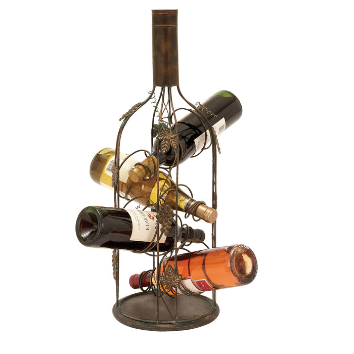 Urban Designs Bottle Shaped Metal Wine Rack - 4 Bottle Display