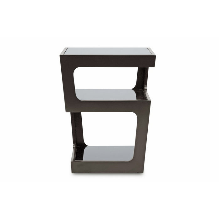 Urban Designs Clara Black Modern End Table with 3-Tiered Glass Shelves
