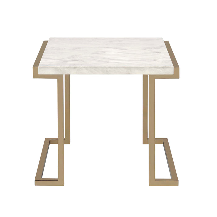 Urban Designs Conella End Table with Faux Marble Top