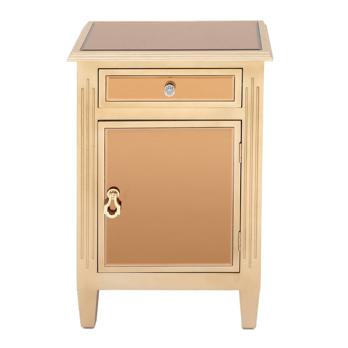 Urban Designs Copper Mirrored Cabinet Side Table