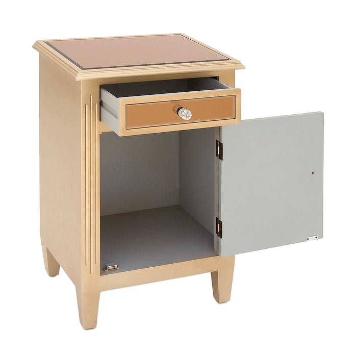Urban Designs Copper Mirrored Cabinet Side Table