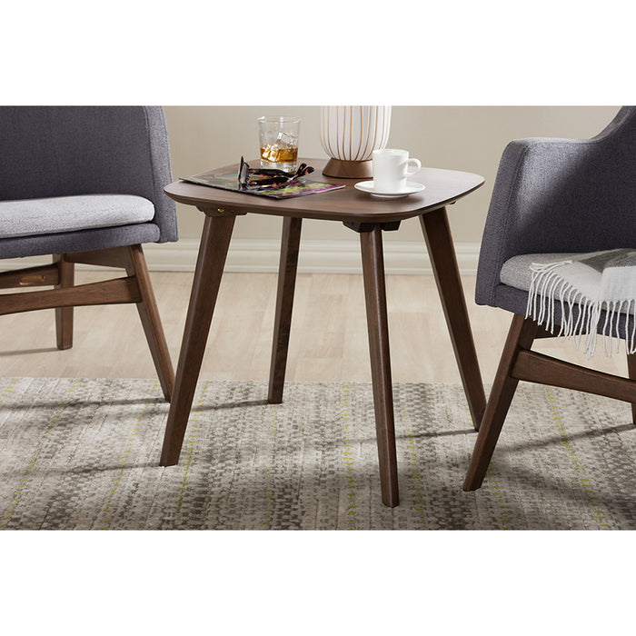 Urban Designs Dahlia Mid-Century Modern Walnut Wood End Table