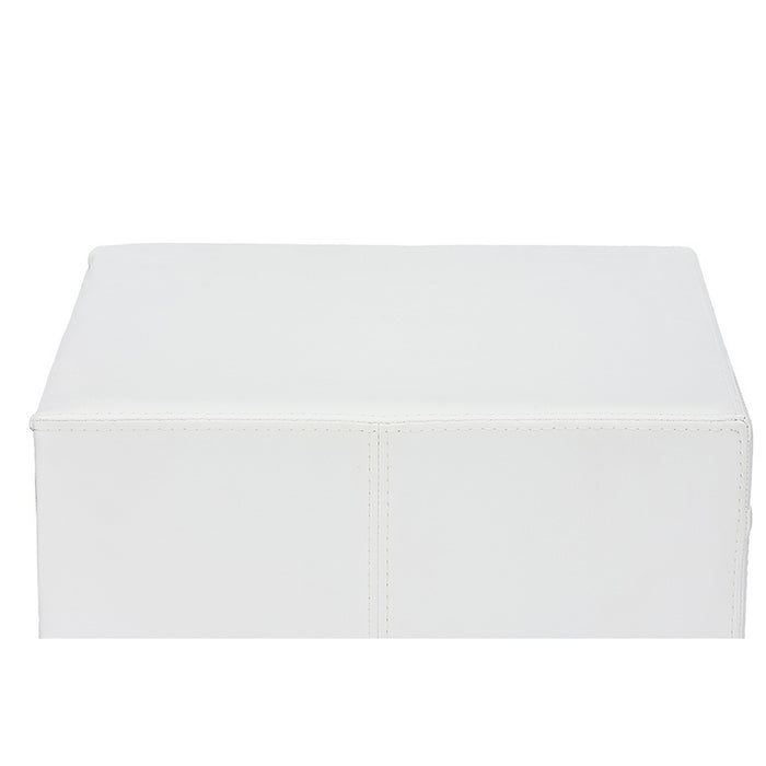 Urban Designs Dorian White Faux Leather Upholstered Modern Nightstand