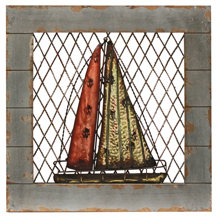 Urban Designs Handcrafted 2-Piece Set Artisan Wooden Wall Art - Nautical Boats