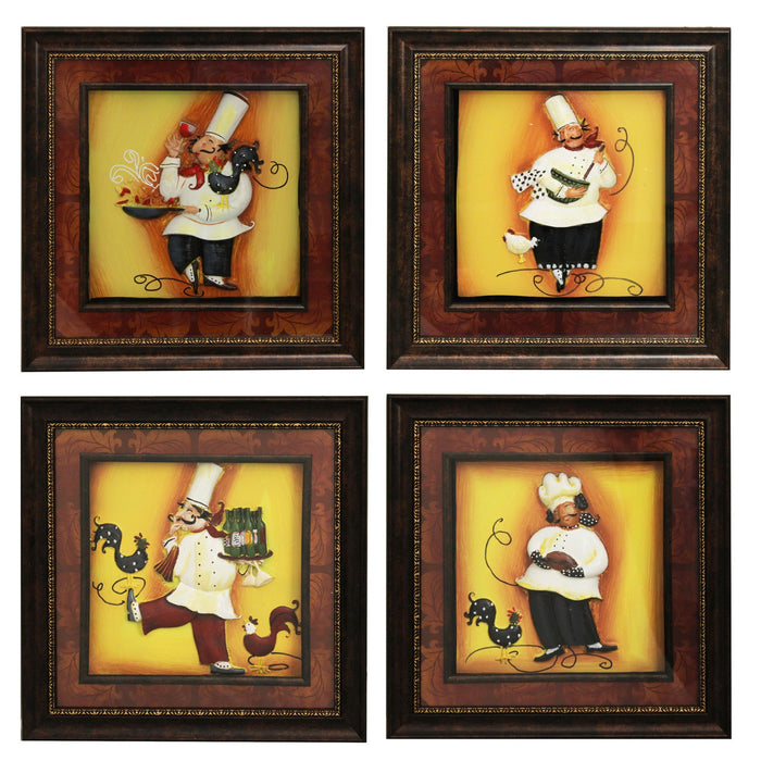 Urban Designs Handcrafted 4-Piece 3-D Set Artisan Metal Wall Art - The Chef