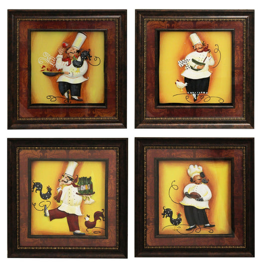 Urban Designs Handcrafted 4-Piece 3-D Set Artisan Metal Wall Art - The Chef