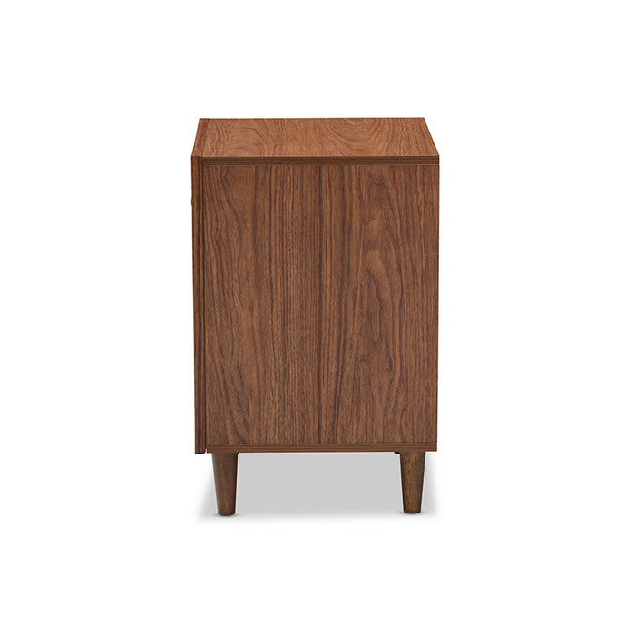 Urban Designs Harlow White and Walnut Wood 1-drawer and 1-door Nightstand