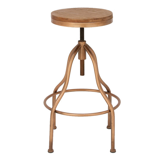 Urban Designs Jones Wooden-Top Adjustable Metal Bar Stool