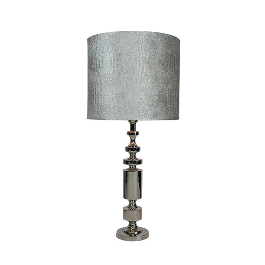 Urban Designs Merlin 31-Inch Cylindrical Tower Nickel Table Lamp