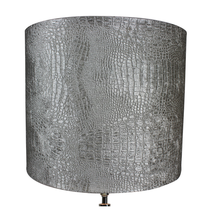 Urban Designs Merlin 31-Inch Cylindrical Tower Nickel Table Lamp