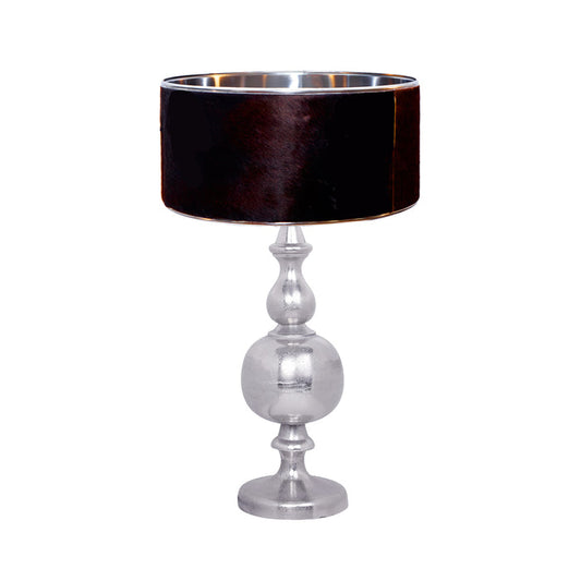 Urban Designs Pyke Nickel  And Natural Cowskin Fur Table Lamp
