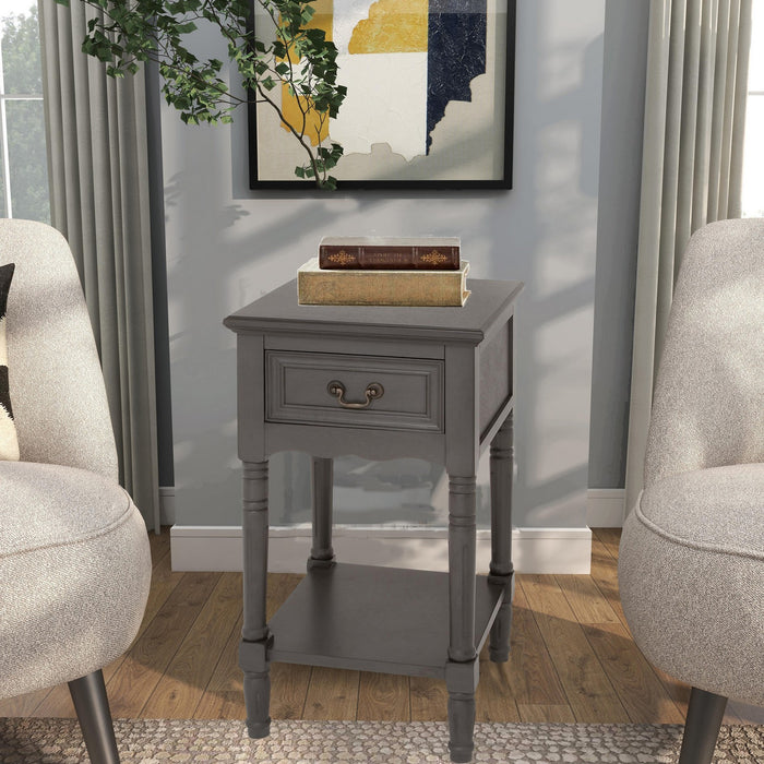 Urban Designs Solid Wood Night Stand Table - Grey