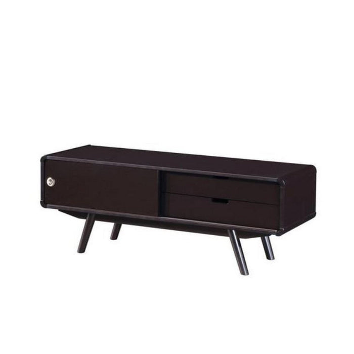 Urban Designs Stylish Wood Veneer 55 TV stand with Door & Storage - Wenge