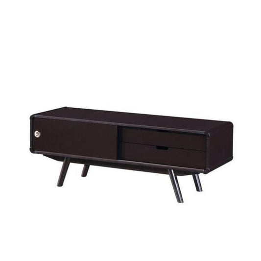 Urban Designs Stylish Wood Veneer 55 TV stand with Door & Storage - Wenge
