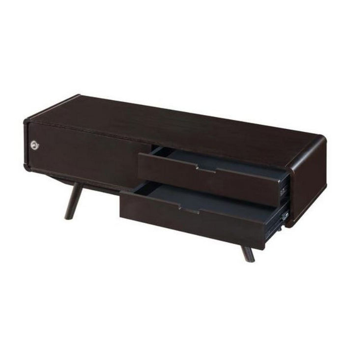 Urban Designs Stylish Wood Veneer 55 TV stand with Door & Storage - Wenge