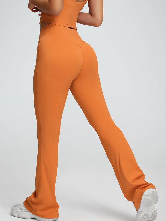 V-shaped Waist Solid Color Flare Leggings