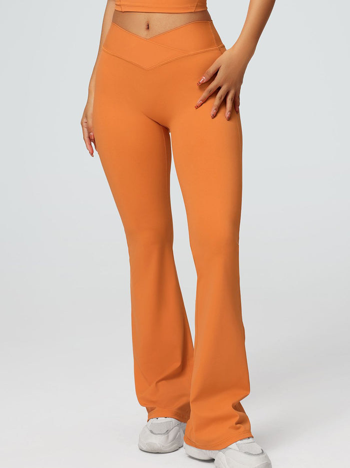V-shaped Waist Solid Color Flare Leggings