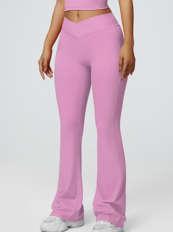 V-shaped Waist Solid Color Flare Leggings