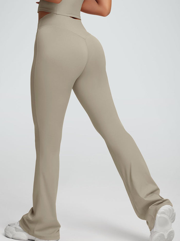 V-shaped Waist Solid Color Flare Leggings