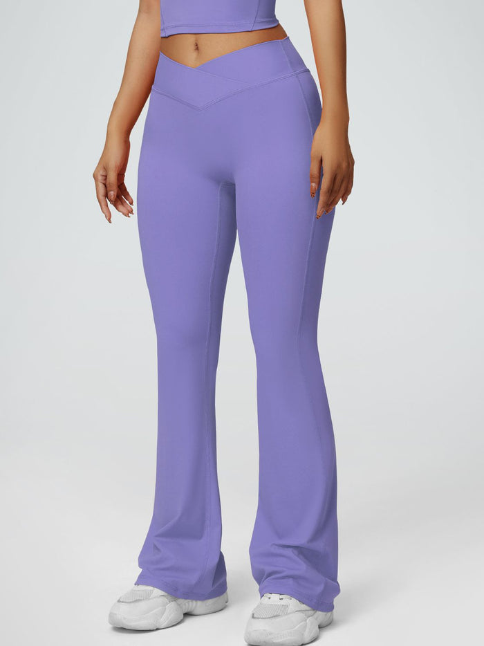 V-shaped Waist Solid Color Flare Leggings
