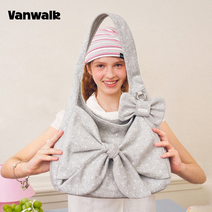 VANWALK Cocoa Pie Series Coquette Big Bow Polka Dot Shoulder Hobo Bag V3107