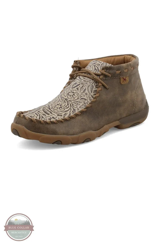 Twisted X WDM0080 Floral Tooled Print Chukka Driving Moccasin 3/4 view