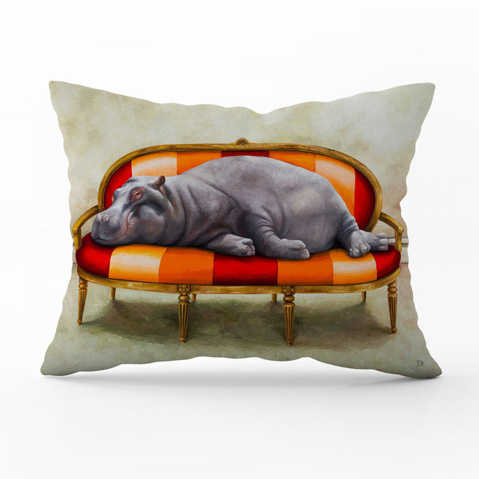 Wildlife At Leisure Decorative Pillow Cover - Hippo