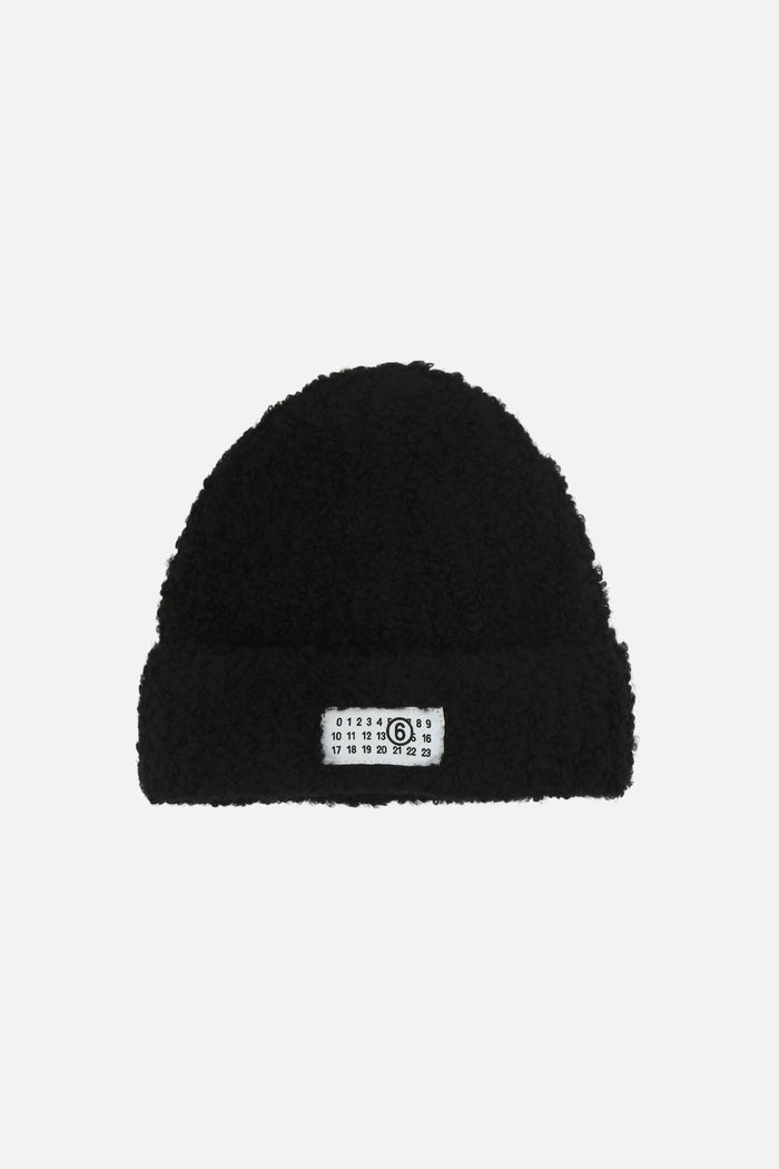 wool blend beanie with logo patch