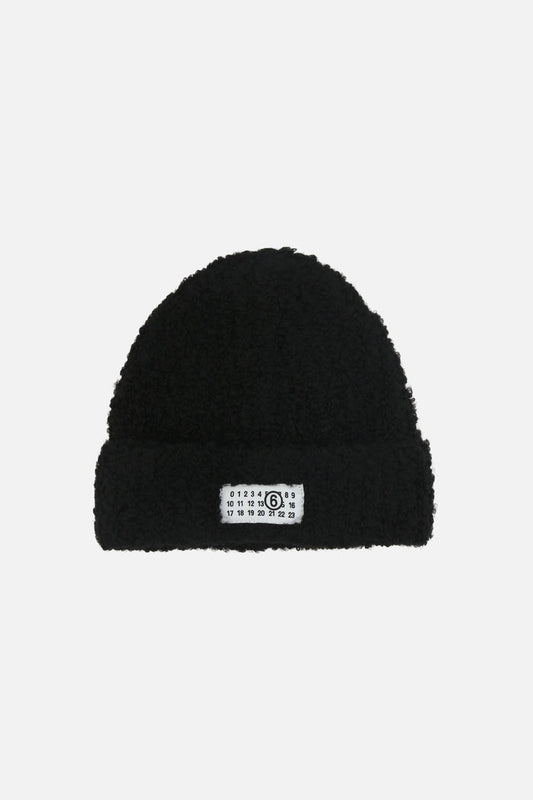 wool blend beanie with logo patch