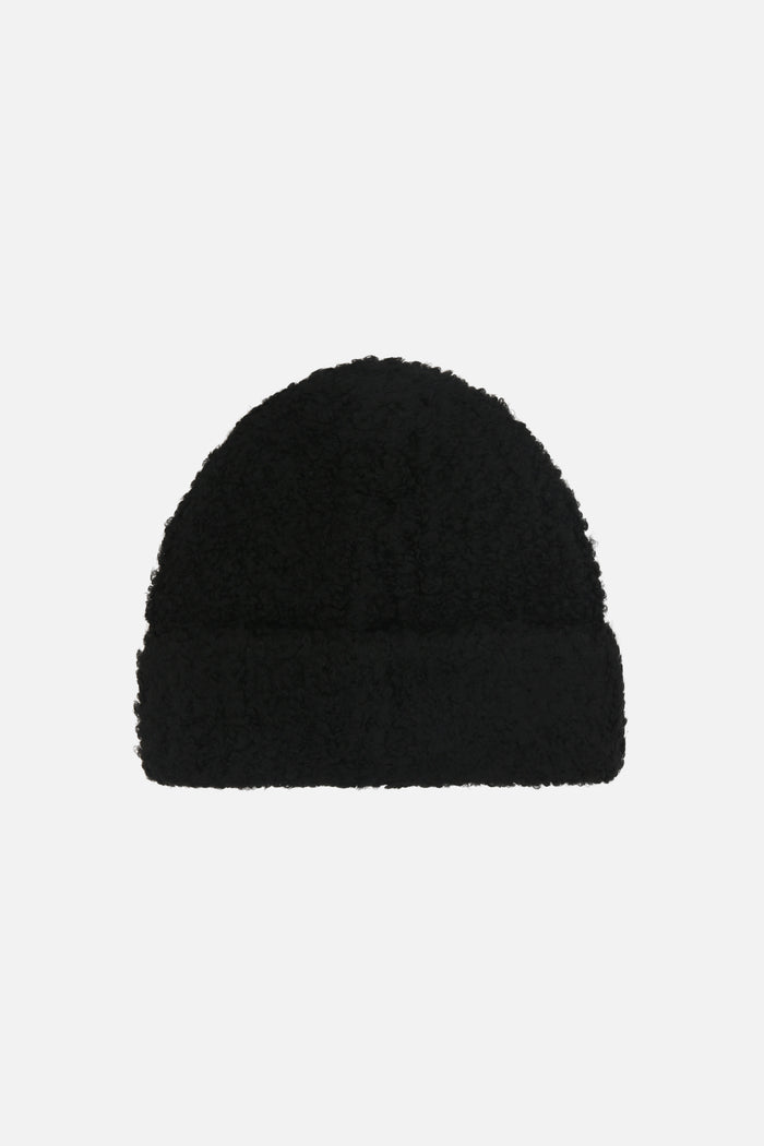 wool blend beanie with logo patch