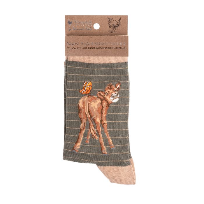 WRENDALE Regular Socks - 'Flutterly Fabulous' Cow