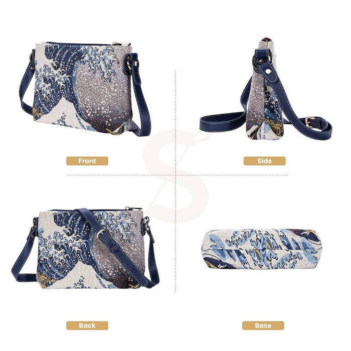 XB02-ART-JP-WAVE | HOKUSAI GREAT WAVE OFF KANAGAWA CROSS BODY BAG PURSE HANDBAG