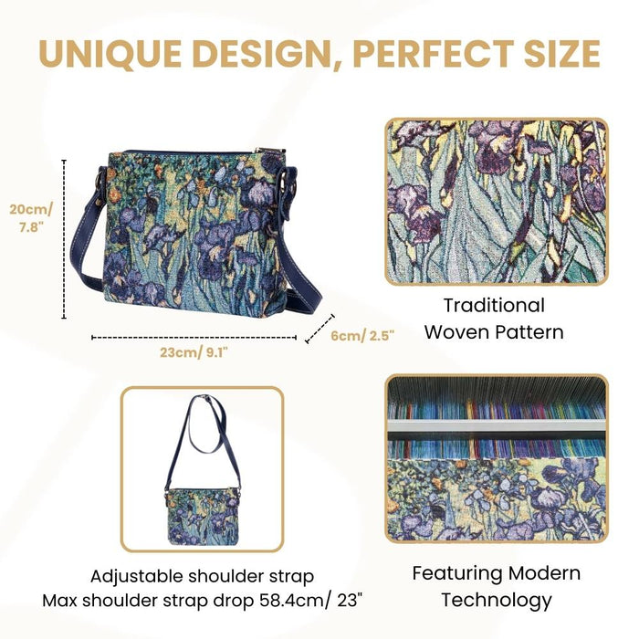 XB02-ART-VG-IRIS | VAN GOGH IRIS CROSS BODY BAG PURSE HANDBAG