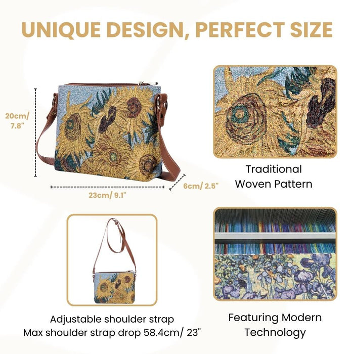 XB02-ART-VG-SUNF | VAN GOGH SUNFLOWERS CROSS BODY BAG PURSE HANDBAG