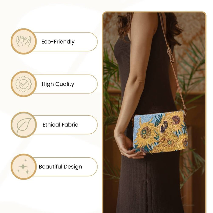 XB02-ART-VG-SUNF | VAN GOGH SUNFLOWERS CROSS BODY BAG PURSE HANDBAG