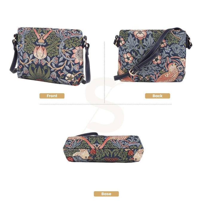 XB02-STBL | WILLIAM MORRIS STRAWBERRY THIEF BLUE CROSS BODY BAG PURSE HANDBAG
