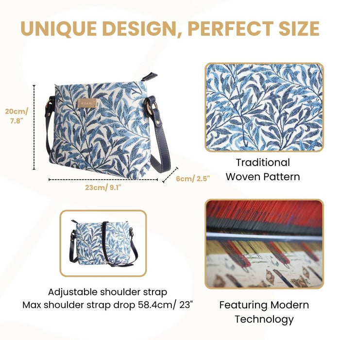 XB02-WIOW | WILLIAM MORRIS WILLOW BOUGH CROSS BODY BAG PURSE HANDBAG